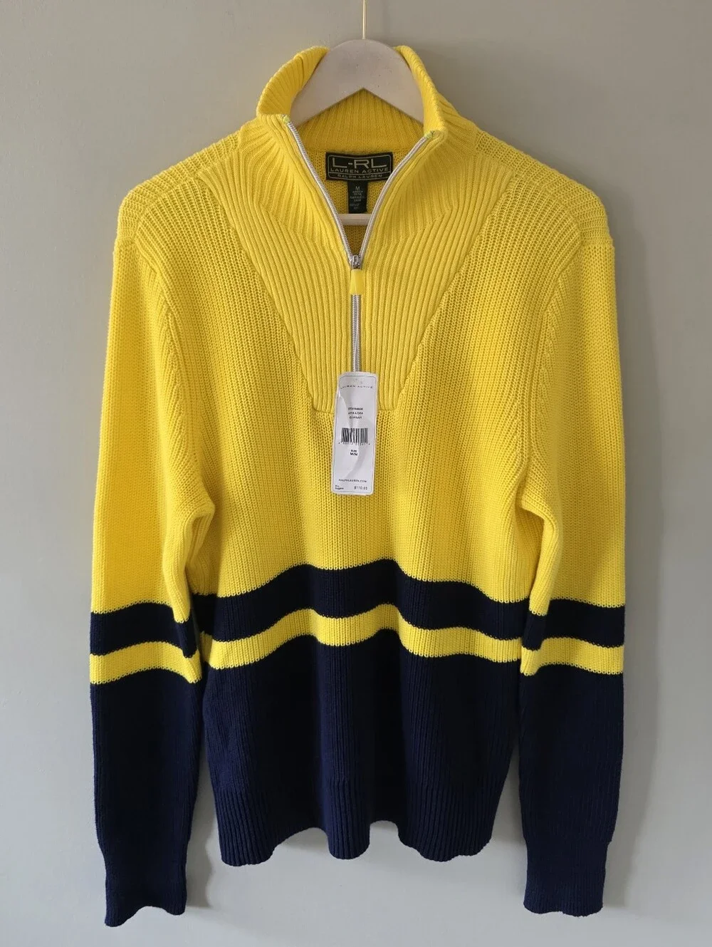 NWT Lauren Active Ralph Lauren M Soft Ribbed Knit Quarter-Zip Sweater Old Money